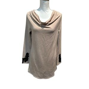 Soma Live Lounge Wear Fleece Tunic Small Heather Gold Cowl Neck Long Sleeve NWT